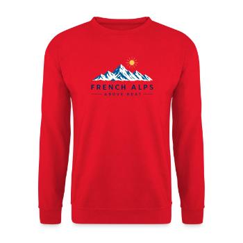 Alpes françaises au-dessus de la chaleur, voyage alpin d’été - Sweat-shirt Unisexe - rouge - Devant - Alina (178cm) & Michal (187cm)