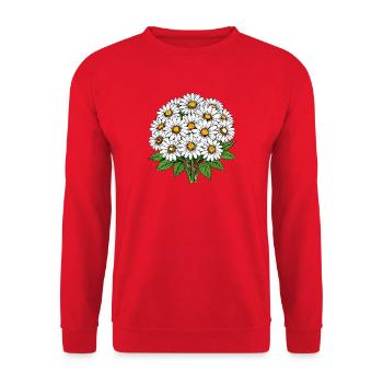 Bouquet de marguerites blanches de jardin - Sweat-shirt Unisexe - rouge - Devant - Alina (178cm) & Michal (187cm)