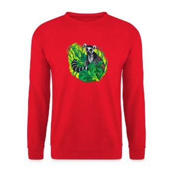 Ring-tailed lemur in the jungle, tropical motifs - Unisex Sweatshirt - red - Front - Alina (178cm) & Michal (187cm)