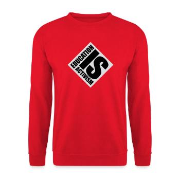 Education Is Activism Bildung Aktivismus Statement - Unisex Sweatshirt - red - Front - Alina (178cm) & Michal (187cm)