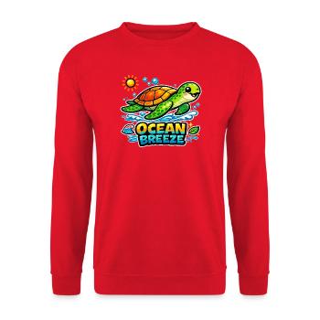 T-shirt cartoon de la Tortue de l’Océan Brise - Sweat-shirt Unisexe - rouge - Devant - Alina (178cm) & Michal (187cm)
