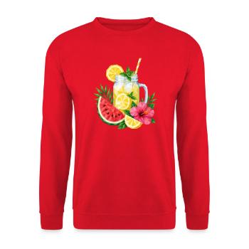 Geometric Lemonade | Summer Drink Low Poly - Unisex Sweatshirt - red - Front - Alina (178cm) & Michal (187cm)