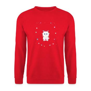 Katzenherz im Blütenkreis - Unisex Pullover - Rot - Vorne - Alina (178cm) & Michal (187cm)