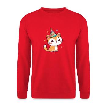 Chaton Party Arc-en-Ciel - Sweat-shirt Unisexe - rouge - Devant - Alina (178cm) & Michal (187cm)