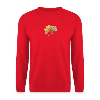 Ginkgo Wasserfarben Blätter Duo - Unisex Pullover - Rot - Vorne - Alina (178cm) & Michal (187cm)