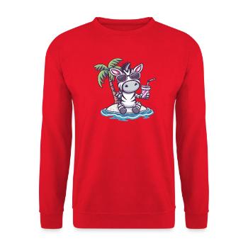 Zebra Sommer Palme - Unisex Pullover - Rot - Vorne - Alina (178cm) & Michal (187cm)