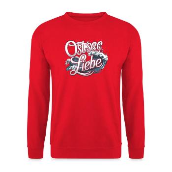  Ostsee Liebe Maritimes Motiv Mit Leuchtturm Und - Unisex Pullover - Rot - Vorne - Alina (178cm) & Michal (187cm)