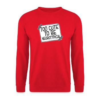 Too Cute To Be Neurotypical Lustig Autismus Logo - Unisex Pullover - Rot - Vorne - Alina (178cm) & Michal (187cm)