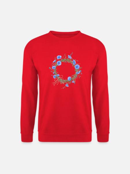 (Außer)gewöhnlicher Wegwartenkranz Blumenmotiv - Unisex Pullover - Rot