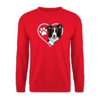 Border Collie Heart Sheepdog Dog Lover - Sweat-shirt Unisexe - rouge - Devant - Alina (178cm) & Michal (187cm)