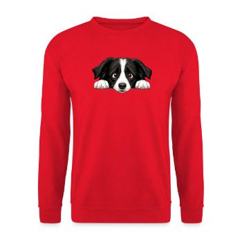 Portrait de visage de Border Collie Amant du chien de berger - Sweat-shirt Unisexe - rouge - Devant - Alina (178cm) & Michal (187cm)
