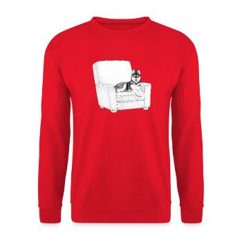 Husky in pencil-style armchair - Unisex Sweatshirt - red - Front - Alina (178cm) & Michal (187cm)