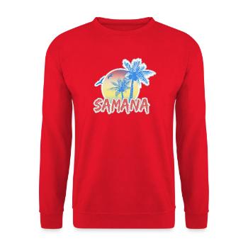 Geschenk für Samana - Unisex Pullover - Rot - Vorne - Alina (178cm) & Michal (187cm)
