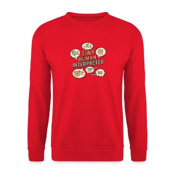 Winziger menschlicher Dolmetscher-Tee - Unisex Pullover - Rot - Vorne - Alina (178cm) & Michal (187cm)