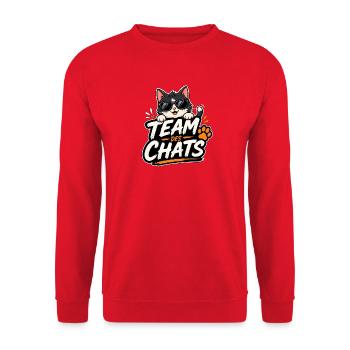 Team des Chats Cool avec Lunettes - Sweat-shirt Unisexe - rouge - Devant - Alina (178cm) & Michal (187cm)