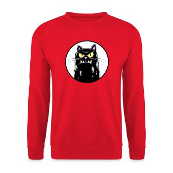 Grim cat sur fond blanc - Sweat-shirt Unisexe - rouge - Devant - Alina (178cm) & Michal (187cm)
