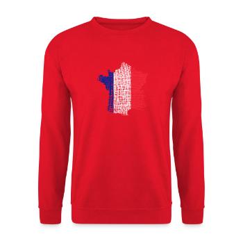 Drapeau de carte de la France en style trait - Sweat-shirt Unisexe - rouge - Devant - Alina (178cm) & Michal (187cm)
