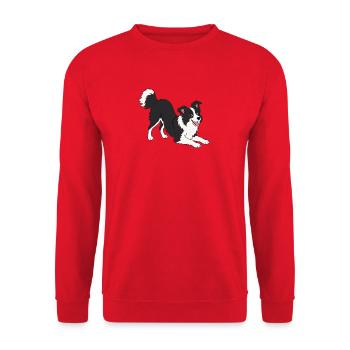 Border Collie Freudenpose - Unisex Pullover - Rot - Vorne - Alina (178cm) & Michal (187cm)