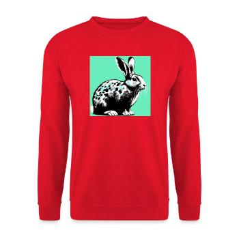 Kaninchen - Unisex Pullover - Rot - Vorne - Alina (178cm) & Michal (187cm)