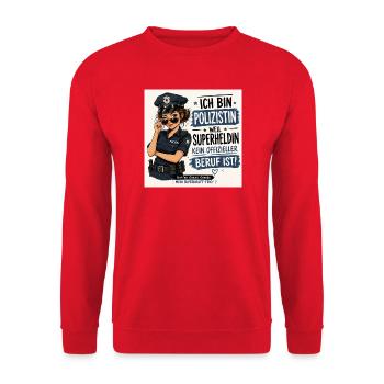 Polizistin  - Unisex Pullover - Rot - Vorne - Alina (178cm) & Michal (187cm)