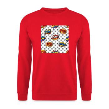 Pop-Art-Comic-Burst-Muster - Unisex Pullover - Rot - Vorne - Alina (178cm) & Michal (187cm)