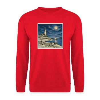 Illustration rétro du phare au clair de lune - Sweat-shirt Unisexe - rouge - Devant - Alina (178cm) & Michal (187cm)