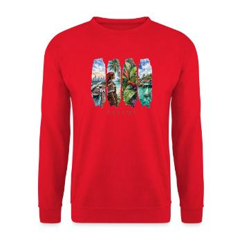 Panama Vacation Travel – Canal City & Culture Motif - Unisex Sweatshirt - red - Front - Alina (178cm) & Michal (187cm)