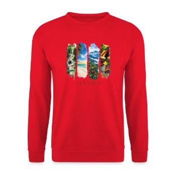 Voyage de vacances en Jamaïque – Reggae caribéen & culture - Sweat-shirt Unisexe - rouge - Devant - Alina (178cm) & Michal (187cm)