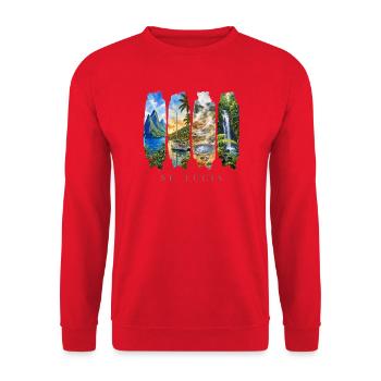 St. Lucia Vacation Travel – Caribbean Beach & Nature - Unisex Sweatshirt - red - Front - Alina (178cm) & Michal (187cm)