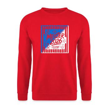 Tennis Meister 2026, Kreisliga Sieger blau weiß - Unisex Pullover - Rot - Vorne - Alina (178cm) & Michal (187cm)