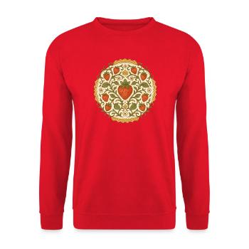 Strawberry Vines Vines Vina-Medaillon - Unisex Pullover - Rot - Vorne - Alina (178cm) & Michal (187cm)