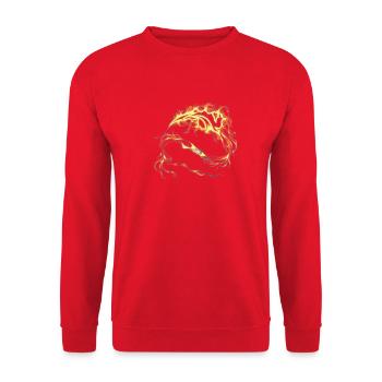 Sacred Fire Flames T-Shirt – Tribal Design Lumin - Unisex Pullover - Rot - Vorne - Alina (178cm) & Michal (187cm)