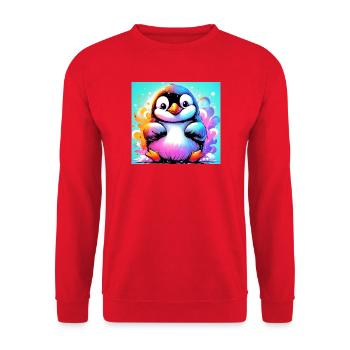 penguin - Unisex Sweatshirt - red - Front - Alina (178cm) & Michal (187cm)