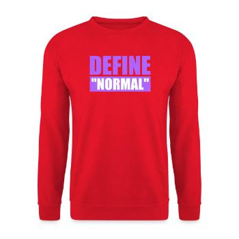Define Normal Lustig Sarkastisch Definition Grafik - Unisex Pullover - Rot - Vorne - Alina (178cm) & Michal (187cm)