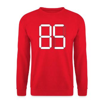 NUMMER 85 Fünfundachtzig Geschenk Digital - Unisex Pullover - Rot - Vorne - Alina (178cm) & Michal (187cm)