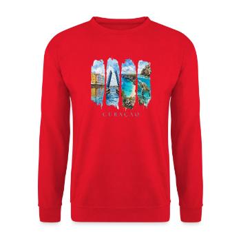 Curacao Urlaub Travel – Karibik Stadt & Meer - Unisex Pullover - Rot - Vorne - Alina (178cm) & Michal (187cm)