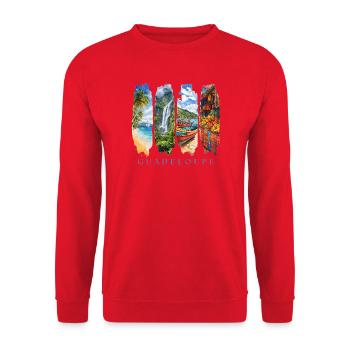 Guadeloupe Travel – Caribbean Island & Culture Motif - Unisex Sweatshirt - red - Front - Alina (178cm) & Michal (187cm)