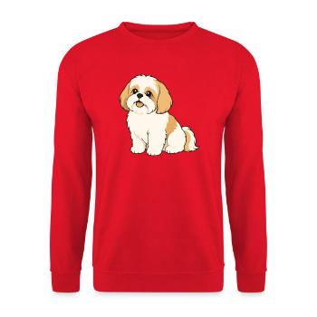 Illustration mignonne de Shih Tzu - Sweat-shirt Unisexe - rouge - Devant - Alina (178cm) & Michal (187cm)