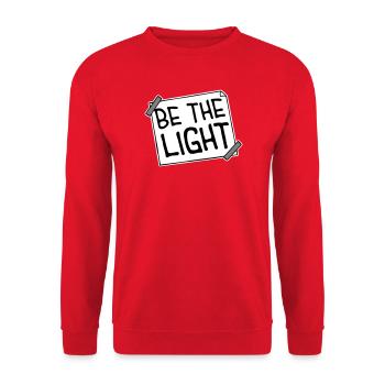 Be The Light Motivierend Positivität Spruch Logo - Unisex Pullover - Rot - Vorne - Alina (178cm) & Michal (187cm)