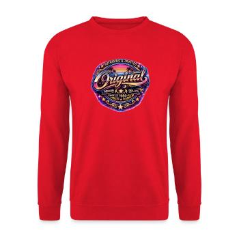 Retro 1980s Neon Synthwave Original 1980's Badge - Unisex Sweatshirt - red - Front - Alina (178cm) & Michal (187cm)