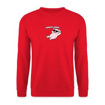 Summer Pig Relax with sunglasses - Unisex Sweatshirt - red - Front - Alina (178cm) & Michal (187cm)