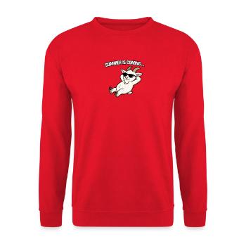 Entspannter Sommerbock mit Sonnenbrille - Unisex Pullover - Rot - Vorne - Alina (178cm) & Michal (187cm)