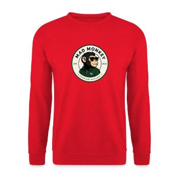 Mad Monkey Monkey Green Polo - Unisex Sweatshirt - red - Front - Alina (178cm) & Michal (187cm)