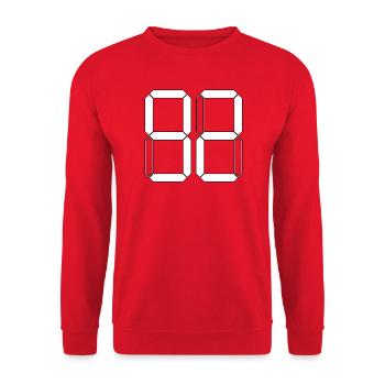 NUMMER 92 Zweiundneunzig Geschenk Digital - Unisex Pullover - Rot - Vorne - Alina (178cm) & Michal (187cm)
