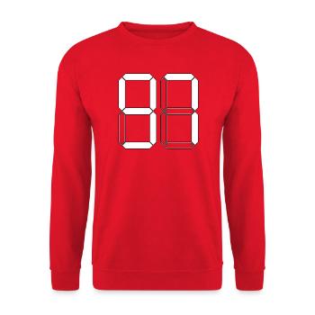 NUMMER 97 Siebenundneunzig Geschenk Digital - Unisex Pullover - Rot - Vorne - Alina (178cm) & Michal (187cm)