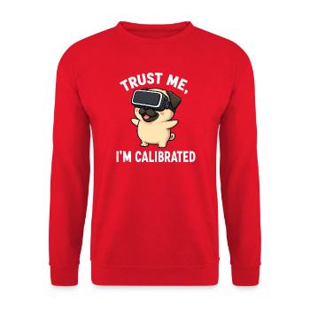 Cute Pug Cartoon Gamer Saying - Unisex Sweatshirt - red - Front - Alina (178cm) & Michal (187cm)