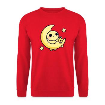 Moonlit Cute Moon with Star Lantern - Unisex Sweatshirt - red - Front - Alina (178cm) & Michal (187cm)