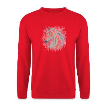 Cheval blanc en aquarelle - Sweat-shirt Unisexe - rouge - Devant - Alina (178cm) & Michal (187cm)