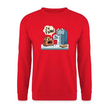 J'ai Faim Humour Grille-Pain Frigo - Sweat-shirt Unisexe - rouge - Devant - Alina (178cm) & Michal (187cm)