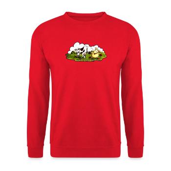 Cafe_au_lait - Unisex Pullover - Rot - Vorne - Alina (178cm) & Michal (187cm)